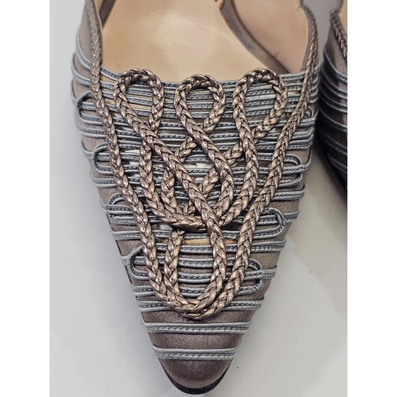 LM Women's 38 Giorgio Armani Braided Pointed Toe Satin Pumps High Heel Shoes Y2k - Picture 7 of 13